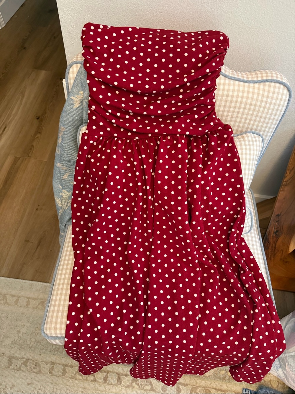 NWOT Red Polka Dot Strapless Maxi Dress